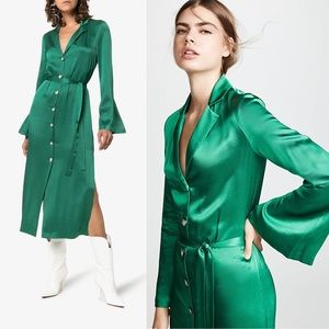 STAUD Sandy Robe in Green Charmeuse